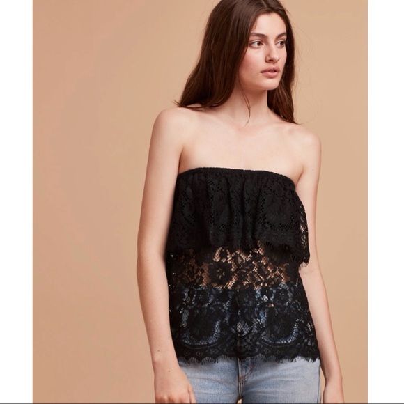 Aritzia Tops - NWT Aritzia Delmont Lace Strapless Top Black XXS